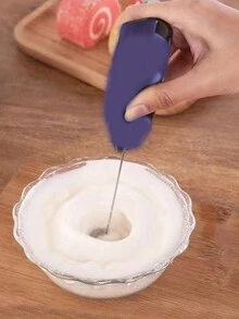1pc Mini Handheld Electric Milk Frother For Coffee & Egg Beater Mixer For Home Baking Cream Whisk - Purple Coffee Milk Frother 7000Hz - View 12