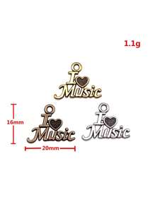 20pcs/Bag 20x16mm Creative I Love Music Charms Charm Fashion Necklace Bracelet Earrings Keychain Bag Clothing Pendant DIY Jewelry Making Hand Craft