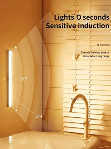 1 Peça Luz Noturna Sensor de Movimento 10/20/30 cm, Luz de Tira para Armários, Guarda-roupas, Banheiros, Quartos, Luminária de Parede, Recarregável por USB com Ajustes Magnéticos