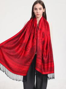 Eșarfă elegantă cu imprimeu Paisley Paisley, șal cu flori de trandafiri eșarfă lungă cu gradient, șal cu protecție solară de primăvară vară, eșarfă în stil de vacanță