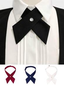 1pc Cross Necktie Men, Simple Solid Color Formal Bowtie For Occasions Like Campus, Hosting, Banquet - Multicolor - View 6