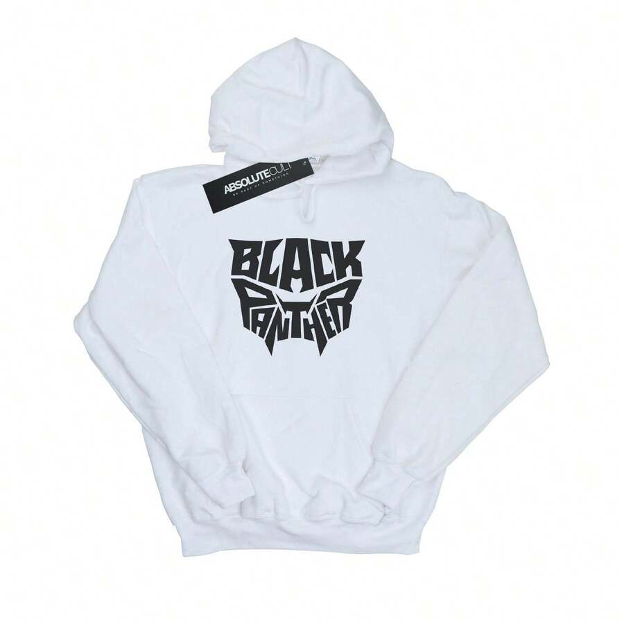 Marvel Girls Black Panther Worded Emblem Hoodie (White) SHEIN UK