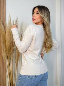 MIA MIA MODA BLUSA MODAL - Bege - Visão 3