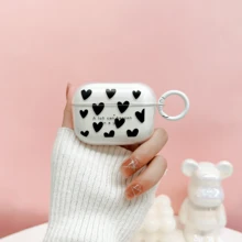 1入心形Airpods Pro / Pro 2保護殼，適用於蘋果Airpods 1/2無線耳機與英文字母 - 黑色 - 查看 11