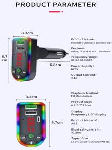 Lecteur MP3 de voiture Bluetooth F7, récepteur Bluetooth, chargeur de voiture avec double USB, éclairage d'ambiance