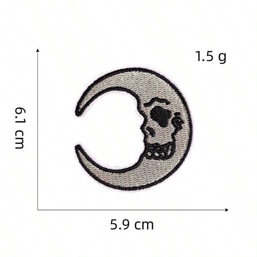 9pcs Skull Moon Iron On Patches, Sew On Embroidered Applique Repair