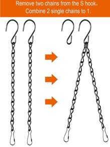 2 件黑色花盆链，用于悬挂篮子装饰、鸟笼铁链、招牌链、家居装饰、房间装饰、墙壁装饰 - 彩色 - 查看 2