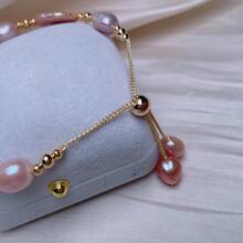 一條時尚自然淡水畸形珍珠手工手鍊，適合婚禮和日常佩戴 - 紫色 - 查看 5