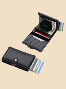 1 pièce Porte-cartes en alliage d'aluminium et fibre de carbone avec de multiples fentes pour cartes et bande élastique. Protection RFID anti-vol, convient pour un usage quotidien avec grande capacité, style business/décontracté. Cadeau d'anniversaire, de remise de diplôme, fête des pères.