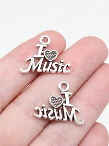 20pcs/Bag 20x16mm Creative I Love Music Charms Charm Fashion Necklace Bracelet Earrings Keychain Bag Clothing Pendant DIY Jewelry Making Hand Craft
