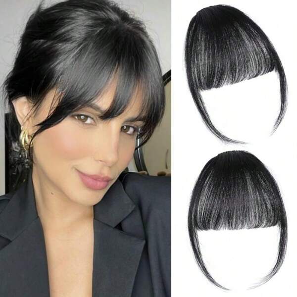 Real Human Hair Bangs - Brown, Black Colors, Clip-In Style, Easy Installation, Suitable For Daily Use