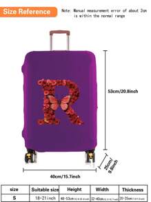 Capa protetora para compartimento de bagagem de 18-21 polegadas, 1 peça, anti-riscos, acessórios de viagem, alta elasticidade, à prova d'água, antiincrustante, capa para carrinho, nome inicial, 26 letras, padrão, adequada para viagens ao ar livre, bolsa para escola, acessórios escolares, material escolar