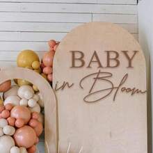 Baby In Bloom寶寶淋浴派對貼花標誌-性別揭示女孩或男孩寶寶淋浴貼花標誌，孕婦淋浴牆面裝飾裝飾 - 棕色 - 查看 5
