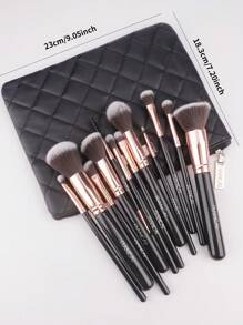 RANCAI 12件套黑色PU拉链化妆刷套装：柔软散粉刷、粉底刷、眼影刷、睫毛刷，多功能美妆工具，化妆刷套装，化妆刷套装，化妆刷套装，全套化妆工具，化妆刷套装，化妆刷礼盒套装