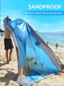 1 Sand-Proof Beach Mat, Oversized Beach Mat, Foldable Beach Mat With Bag, Lightweight And Portable Picnic Mat, Quick-Drying Outdoor Picnic Mat, Durable Beach Mat, Portable Outdoor Blanket, Suitable For Picnics, Trips, Camping And Hiking, Enjoy The Beach Without Chaos