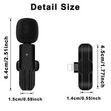 Professional Wireless Lavalier Lapel Microphone Compatible With IPhone, IPad - Cordless Omnidirectional Condenser Recording Mic For Interview Video Podcast Vlog - Black - View 2