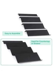 Acrylic Spice Rack Drawer Adjustable Stackable Step Type Black Transparent Kitchen Seasoning Jar Storage Rack