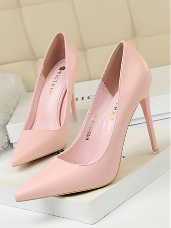 2025 Spring/Autumn New European And American Fashion Simple Women's Shoes, Slim High Heel Super High Heel Pointed Toe Sexy Pumps