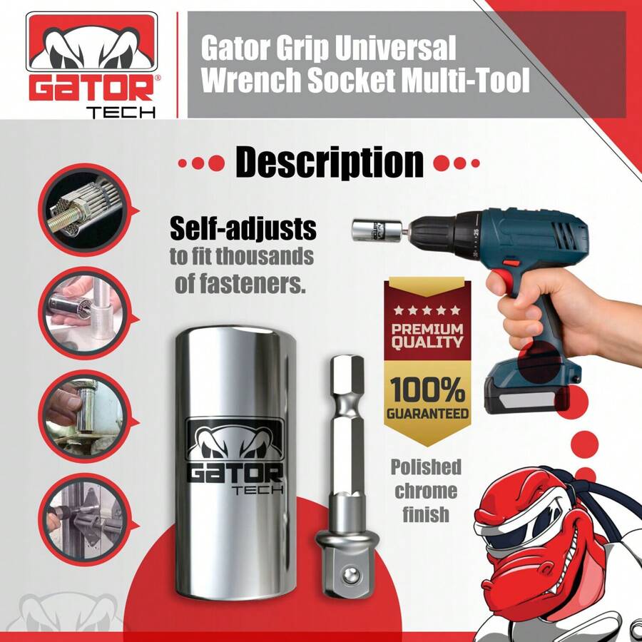 Universal Socket Ratchet Wrench Magical Power Grip Multi Tool Drill
