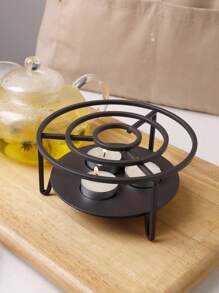 1pc Iron Teapot Warmer Stand, Tea Heating Base For Outdoor Portable Tea Light Holder - Black - View 10