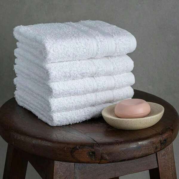 Kit com 5 Toalhas de Banho Branca Macia 100% Algodão