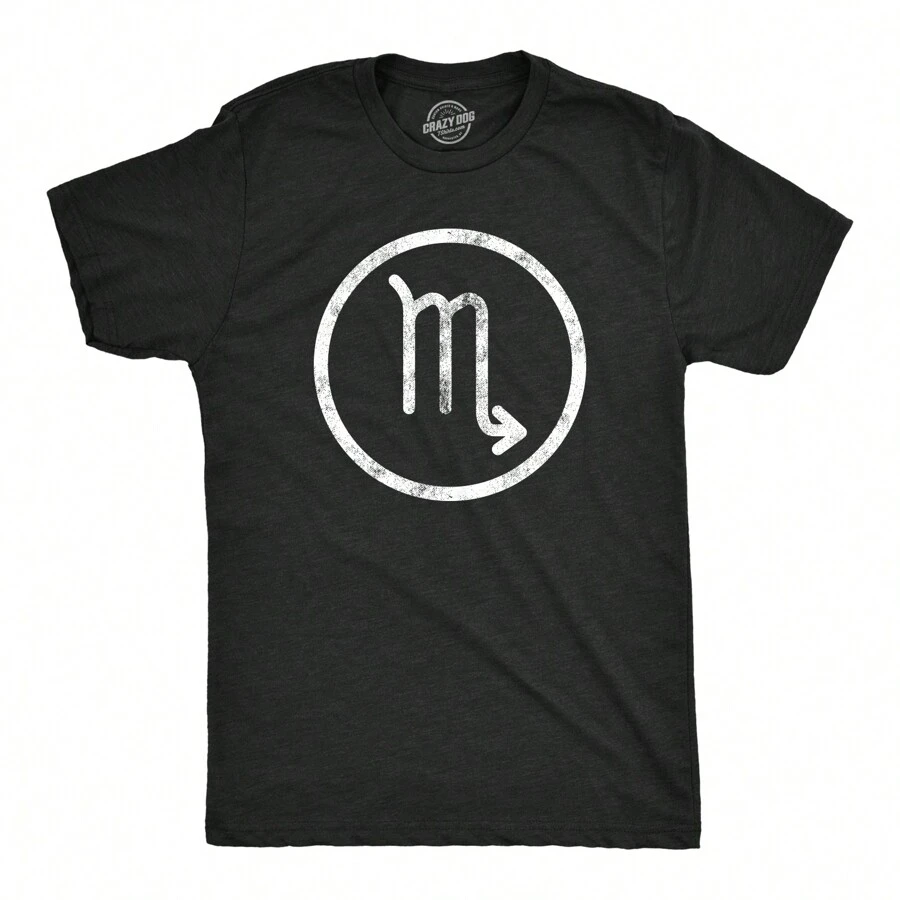Mens Zodiac Symbol T Shirts Cool Astrology Gift Horoscope Birthday All Star Signs Mens Funny T Shirts Cool Vintage Fashion T-Shirt Gift Classic Menswear - Heather Black - Scorpio - View 1