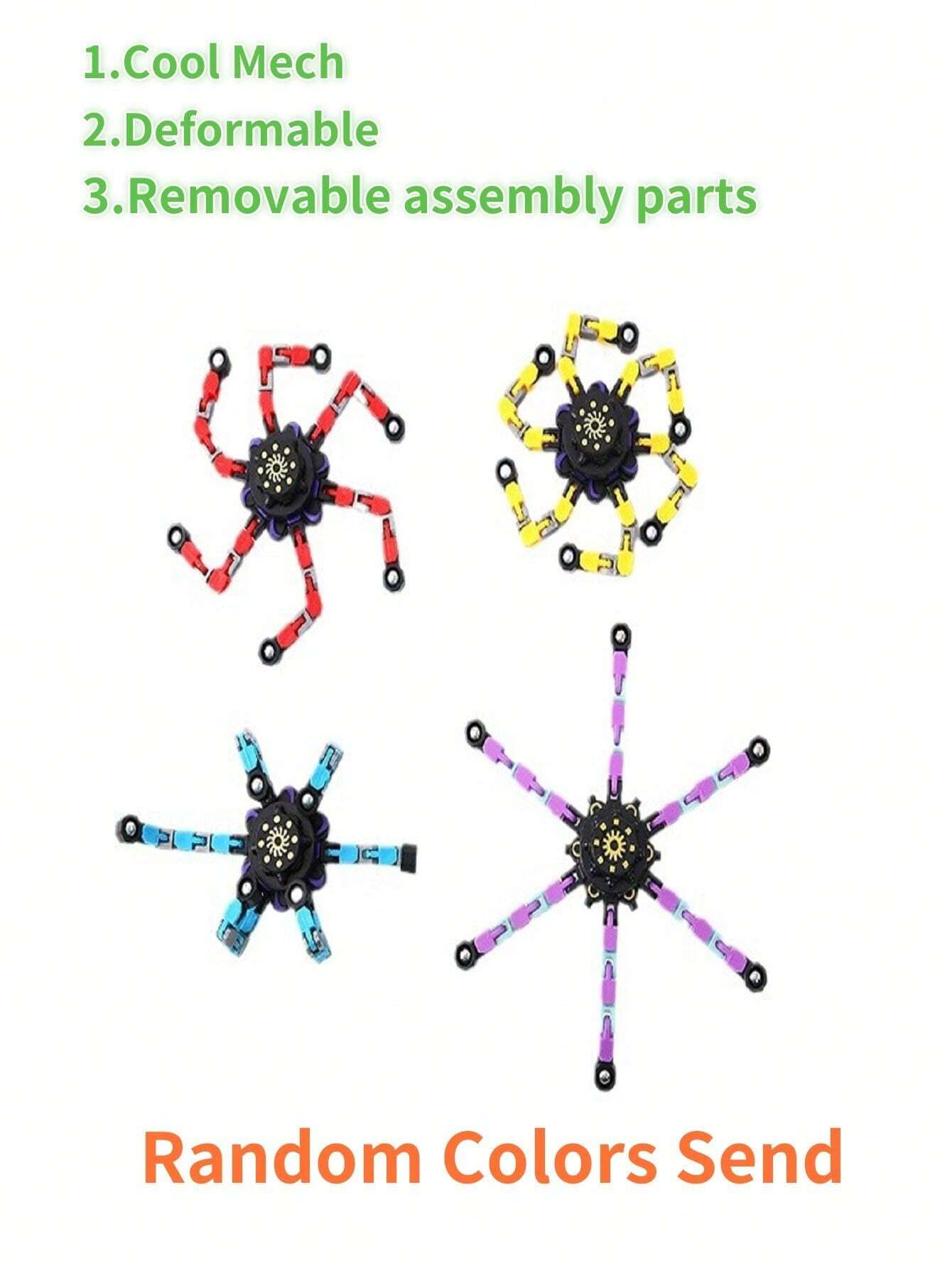 1pc Fidget Gyro Toy With Random Color, 6 Chains, Cool Mecha Style, DIY