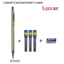 金属自动铅笔，适合学生书写、素描和绘画 - 0.3/0.5/0.7/0.9mm 铅芯 - 0.7mmset - 查看 1