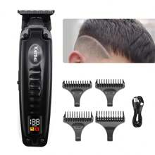 可充電便攜式男士髮剪，專業T型刀頭男士髮剪，無線髮剪，具有LCD顯示屏的髮剪機，適用於家庭和專業理髮店使用 - 黑色 - 查看 2