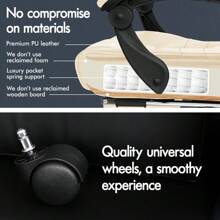 ELFORDSON Office Chair With 2-Point Massage Function, Computer Desk Chair With Footrest, High Back 150° Recliner Tilting Function PU Leather, Black - 米色 - 查看 6