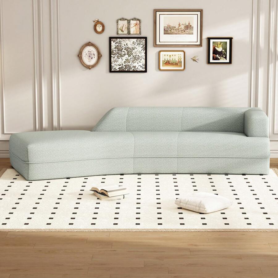 MERAX 109.4" Curved Chaise Lounge Modern Indoor Sofa Couch For Living Room - 綠色 - 查看 1