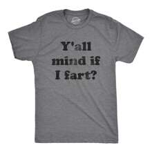 Mens Y'all Mind If I Fart T Shirt Funny Bathroom Humor Sarcastic Graphic Tee Mens Funny T Shirts Cool Vintage Fashion T-Shirt Gift Classic Menswear - 深希瑟灰色 - 查看 1