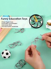 24 szt./8 szt. Metalowa łamigłówka dla dzieci, metalowa edukacyjna zabawka łamigłówka odblokowuje interaktywne gry rodzic-dziecko, ćwiczy zdolność myślenia dzieci, poprawia ich zdolności manualne i przygotowuje idealny edukacyjny prezent urodzinowy dla dzieci, gry, puzzle, gra, gry, gra, puzzle, kolor> gra mózgowa, magnetyczna gra w szachy, wypełniacze skarpet dla dzieci