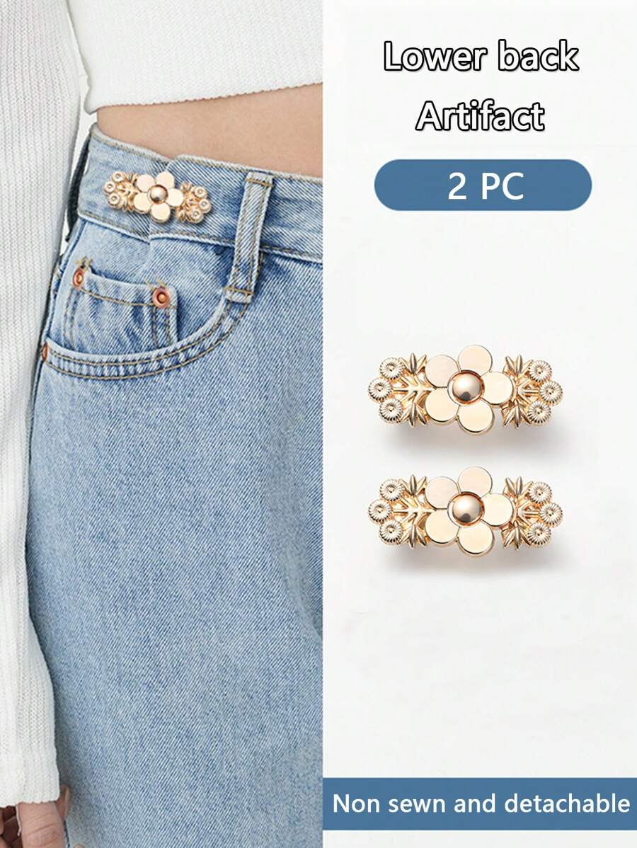 2 Stücke Gürtelschnalle, ohne Nägel, ohne Nähte, abnehmbares Jeansrock Taillenband Werkzeug, keine Spuren, feste Schnalle, unsichtbarer verstellbarer Taillenband Schnallenstift
