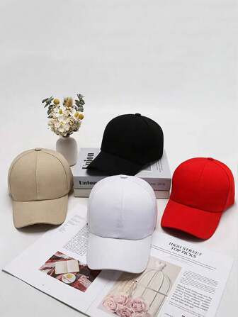 4 pièces Accessoires pour hommes Casquette de baseball unie, restez élégant et confortable avec cette casquette de baseball pour hommes pour la vie quotidienne décontractée