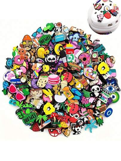 Parches de sandalias de moda para mezclar y combinar, adecuados para adolescentes, unisex, 10-50 piezas de flores de zapato moldeadas por inyección de PVC, utilizadas para decoración DIY y como regalos de fiesta de Navidad, elementos populares de verano, escuela