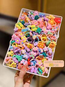 50pcs/Pack Random Style Cute Cartoon Hair Ties, Suitable For Everyday Hair Accessories - Multicolor - View 6