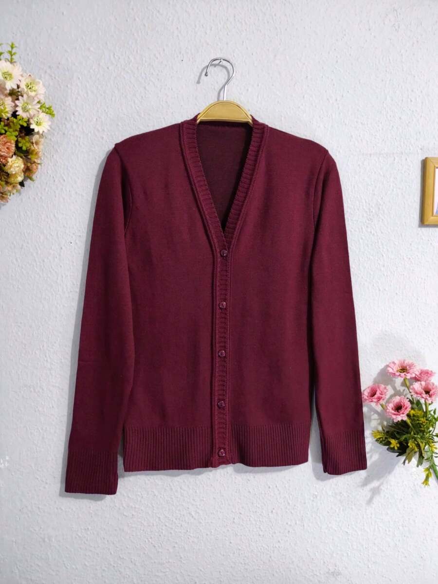 Women Cardigans - عنابي اللون - مشاهدة 1