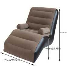 1pc Slouchy Inflatable S-Shape Thick Sofa, Portable Relaxing Lounge Chair For Single Person, Comfortable For Balcony, Bedroom, Living Room - Coffee Brown - View 2