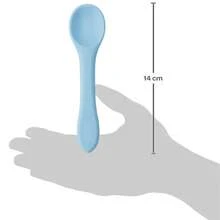 Kit Refeição Infantil 3 Peças Prato Silicone com Divisórias e Ventosas, Colher e Babador com Pega Migalhas Gumy Buba - Azul - Visão 5