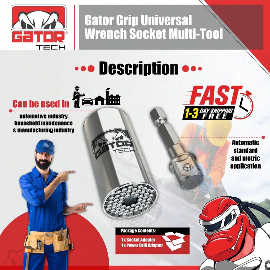 Universal Socket Ratchet Wrench Magical Power Grip Multi Tool Drill