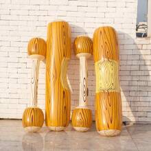 1 Set Of Seat Cushion, 2 Handheld Sticks And 2 Inflatable Bumper Boats With Wood Grain Pattern, Adult Floating Row Inflatable Interactive Game Stick Toys, Pattern Random - Multicolor - View 2