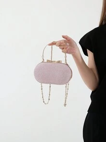 1 Túi đeo vai nữ thiết kế độc đáo thời trang có dây đeo, kích thước nhỏ, thích hợp cho các sự kiện tiệc tùng và buổi tối, Bộ sưu tập mới 2023 - Hồng - Xem 4