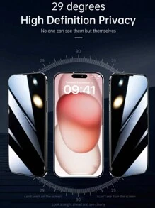 4 Packs Privacy Protection Full Screen Tempered Glass Protective Film For Iphone16e 15 16 16plus Promax 15Pro 14Promax 13 12 11 With Black Edge Silk Screen Anti-Peeping Full Screen Mobile Phone Protective Film Gift For Birthday, Family, Friends Anti-Spy, Phone Screen Protector, Phone Accessories
