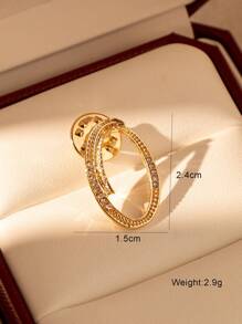 1入 - 26英文字母鑲鑽合金胸針，時尚多用途領夾 - 金黃色 - 查看 19