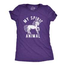 Womens My Spirit Animal: Unicorn T Shirt Funny Mythical Horse Sarcastic Graphic Novelty Tee Funny Womens T Shirts Cute Vintage Fashion Casual Ladies T-Shirt Gift - 希瑟紫 - 查看 1