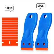 1 Set Scratch-Free Plastic Razor Blade Scraper And Blades - Adhesive Remover For Stickers, Gaskets, And Paints On Car Glass And Windows - Blue - View 4