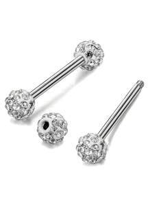 1pair Stainless Steel Piercing Nipple Rings Basic Chest Jewelry For Women Daily Wear