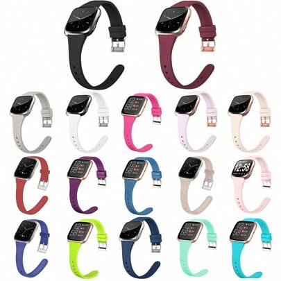 1 Pacote Banda de Silicone Slim Compatível com Fitbit Versa 2 / Fitbit Versa / Fitbit Versa Lite / SE, Correias Estreitas de Pulso Substituíveis para Fitbit Versa 2 Smart Watch, Para Mulheres/Homens-(Pequeno)