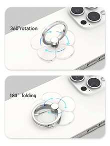 One Crystal Rhinestone Decorated Ring Holder Stand, 360 Degree Rotating Desktop Phone Holder, Suitable For All Phones/Phone Cases. - Clear - View 6
